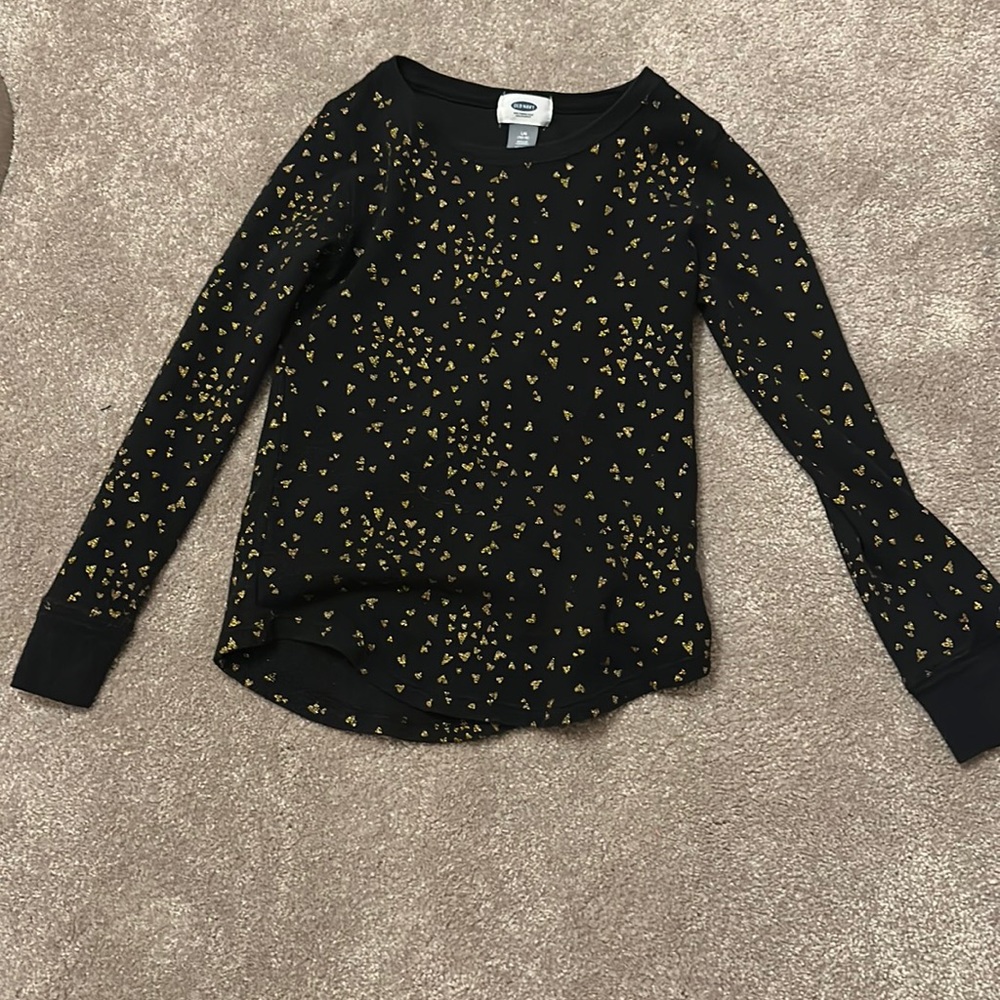 Black 1012 large kids long sleeved shirt with Golden hearts